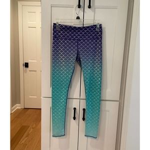 Disney Womens SMALL The Little Mermaid Leggings Pants Tail Purple Blue Metallic